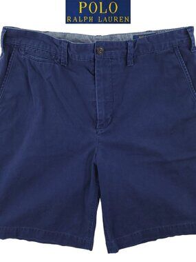 Polo Ralph Lauren Chino Shorts Pony Relaxed Fit Blue Men's "34" Actual 36 Waist